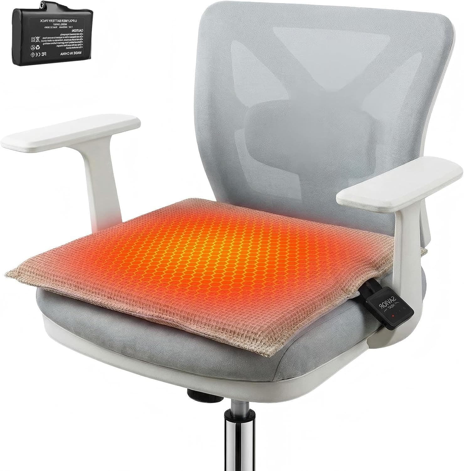 Portable Heated Seat Cushion Battery Powered 3 Heat Settings Office Stadium