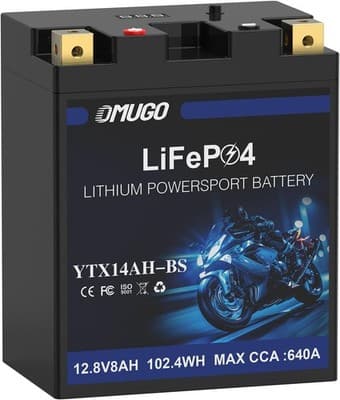 YTX14AH-BS Batteries YTX14AH BS Lithium Motorcycle Battery 12V 8Ah 640CCA LiFePO