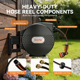 heavy-duty Hose Reels & Storage Black Retractable Garden Hose Reel 1/2 in x 100 gallery image 7