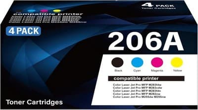 206A Toner Cartridges 4 Pack with Chip M283fdw M283cdw Toner Compatible with HP