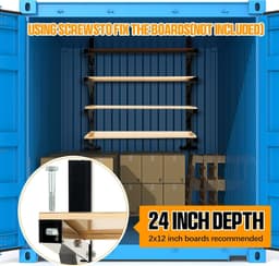 2 Pack 4-Layer Shipping Container Shelving Adjustable Heavy-Duty Steel Brackets gallery image 4