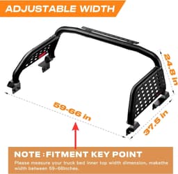 Universal Truck Bed Roll Bar Adjustable Black Chase Rack Fits Full Size Trucks gallery image 5