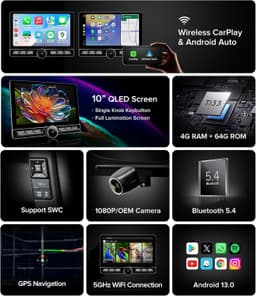 10” Android Car Stereo Chevy Silverado 2014-2018 Wireless CarPlay 4+64G gallery image 5