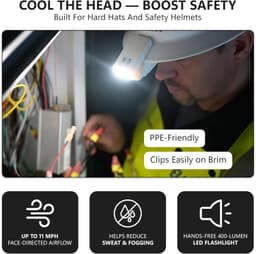 Tigeraire Breezy Pro Hard Hat Clip On Fan 400 Lumen Light USB C IP56 gallery image 2