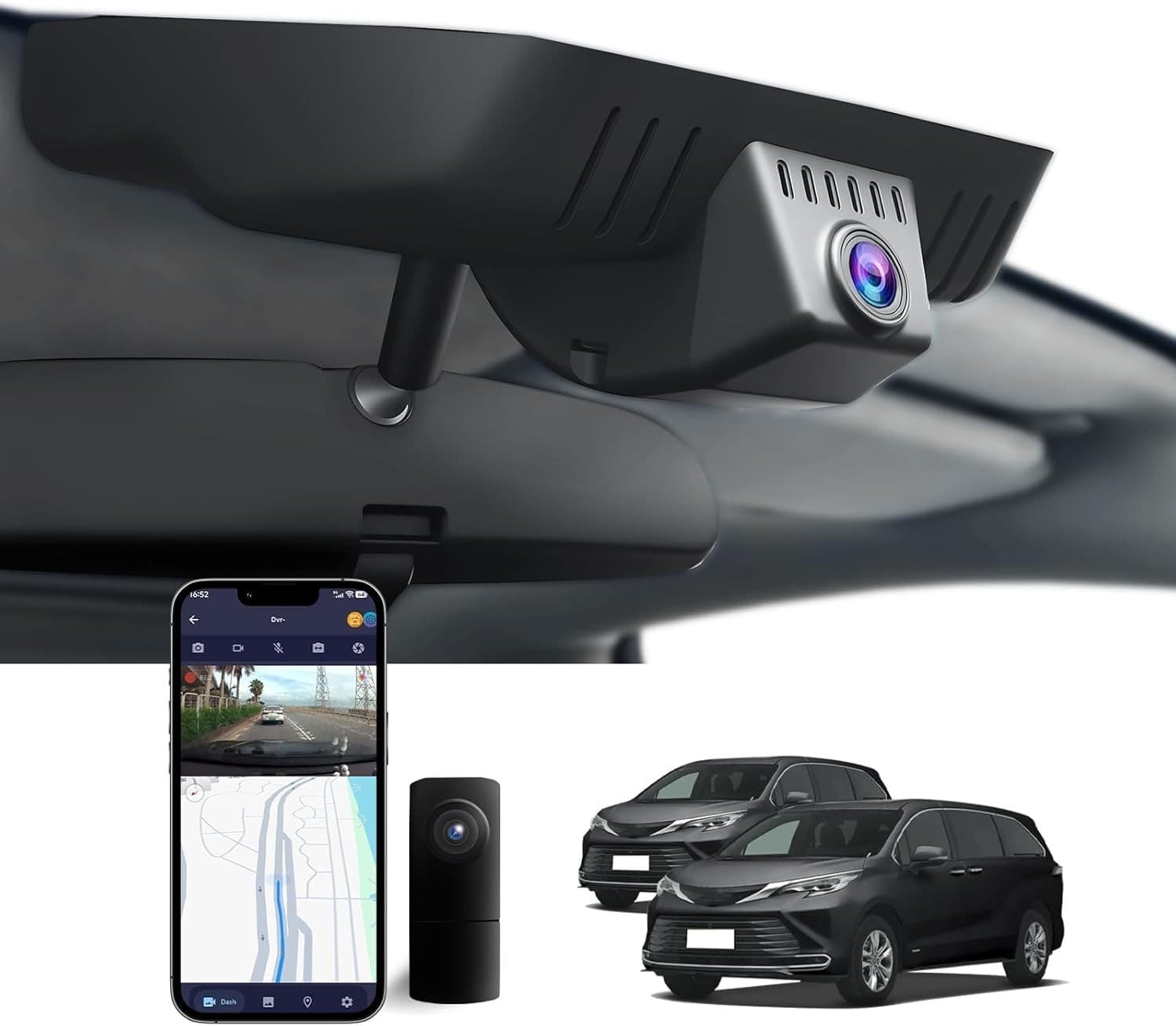 4K Front & 1080P Rear Dash Cam for Toyota Sienna 2021-2025