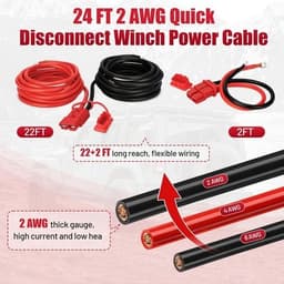 Wiring, Harnesses & Connectors 24 FT 2 AWG Quick Disconnect Winch Power Cable 2 gallery image 2