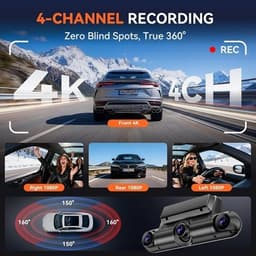 Other Car Video Black 4K+3x1080P 4 Channel Dash Cam 360° All Around View Dash Ca gallery image 3