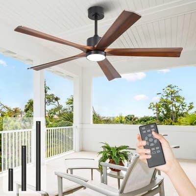 Modern Farmhouse Ceiling Fans Dark walnut 60in Solid Wood Ceiling Fan Light & Re