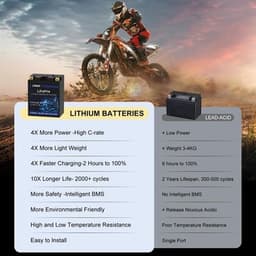 YTX14AH-BS Batteries YTX14AH BS Lithium Motorcycle Battery 12V 8Ah 640CCA LiFePO gallery image 4