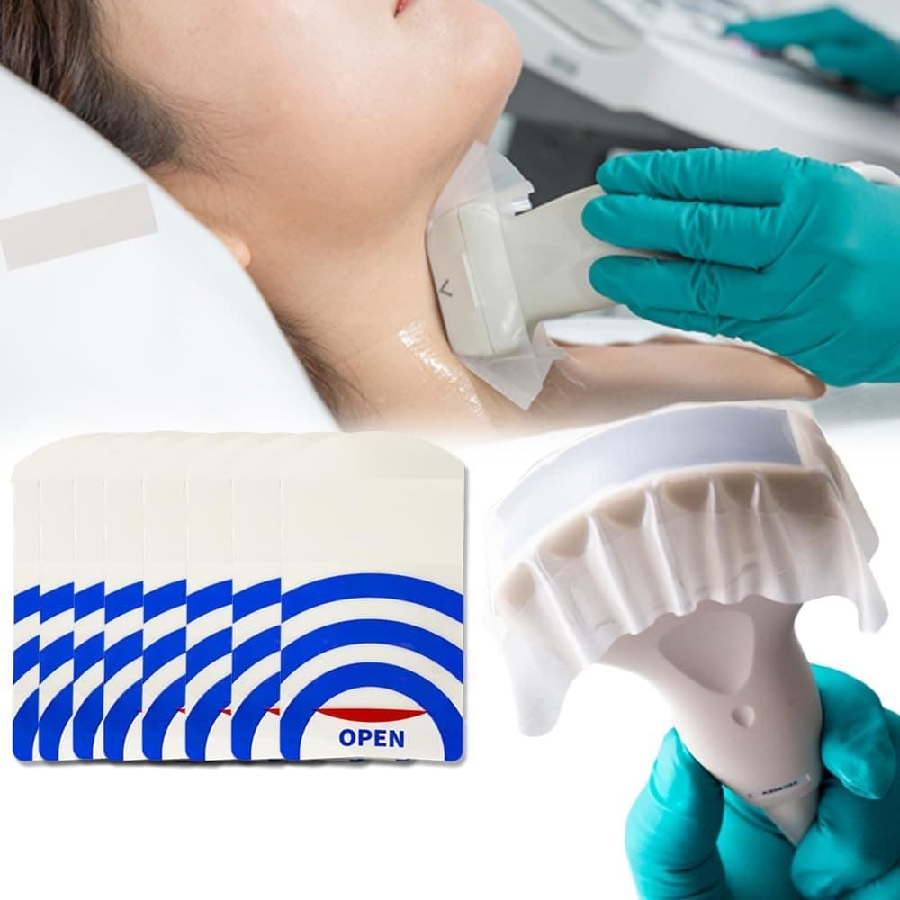 Adhesive Ultrasound Probe Covers Latex Free Clear Disposable 5×3 50 Pack