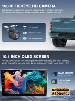 Android 13 Car Stereo 10.1″ QLED Screen WiFi6 BT5.4 GPS CarPlay RAM 1500 13-18 gallery image 2