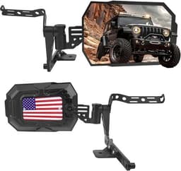 Aluminum Doors-Off Rear-View Mirrors with US Flag for Wrangler JL JLU Gladiator gallery image 1