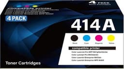 414A Toner Cartridges 4 Pack with Chip Replacement for HP 414A 414X W2020A Ready gallery image 1