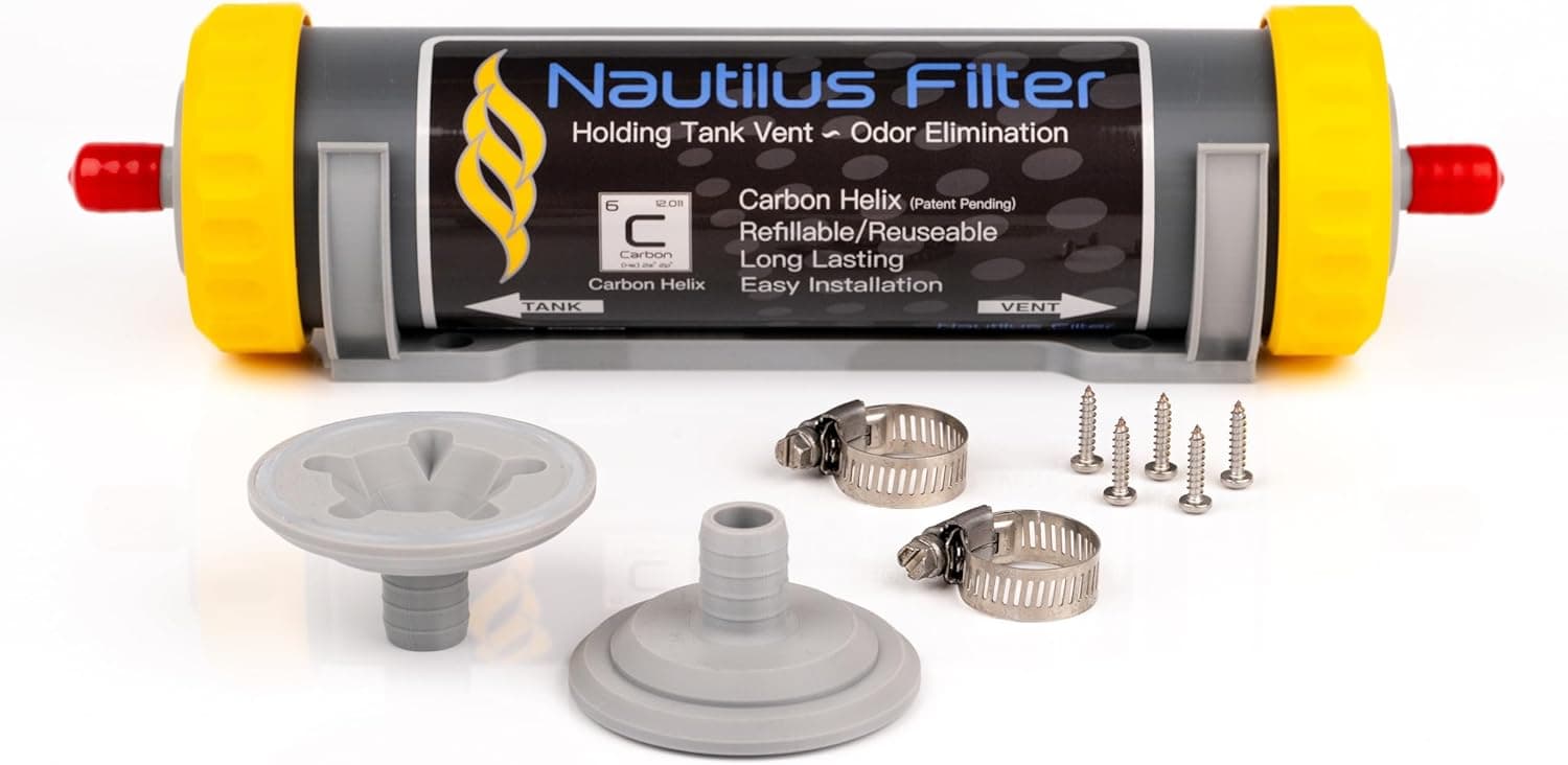 ™ Holding Tank Vent Odor Elimination Filter, Refillable Carbon Helix™, with Sili