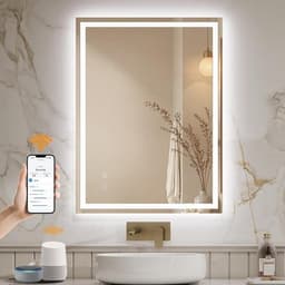 Smart Speakers 24in x 32in Smart LED Bathroom Mirror Lights WiFi App & Voice Con gallery image 1