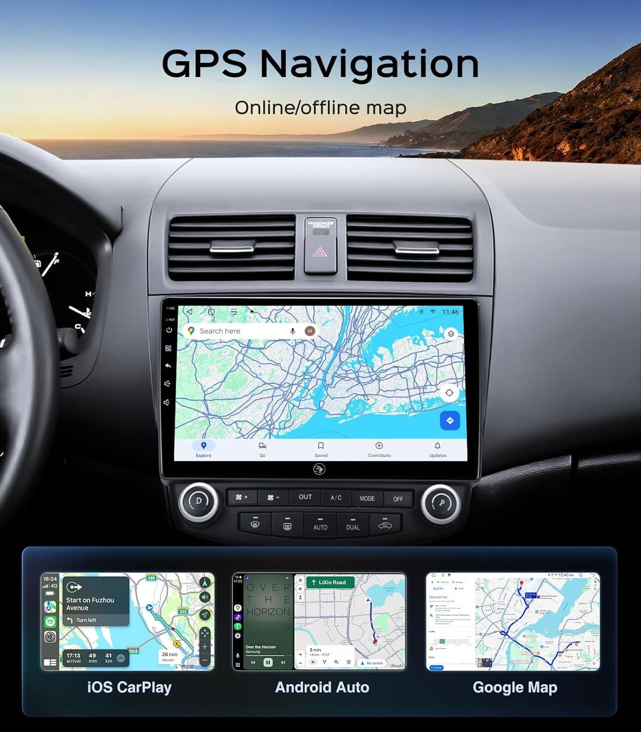 For Accord 7th radio Video In-Dash Units w/GPS 2003 10.2'' Car Radio Stereo Hond