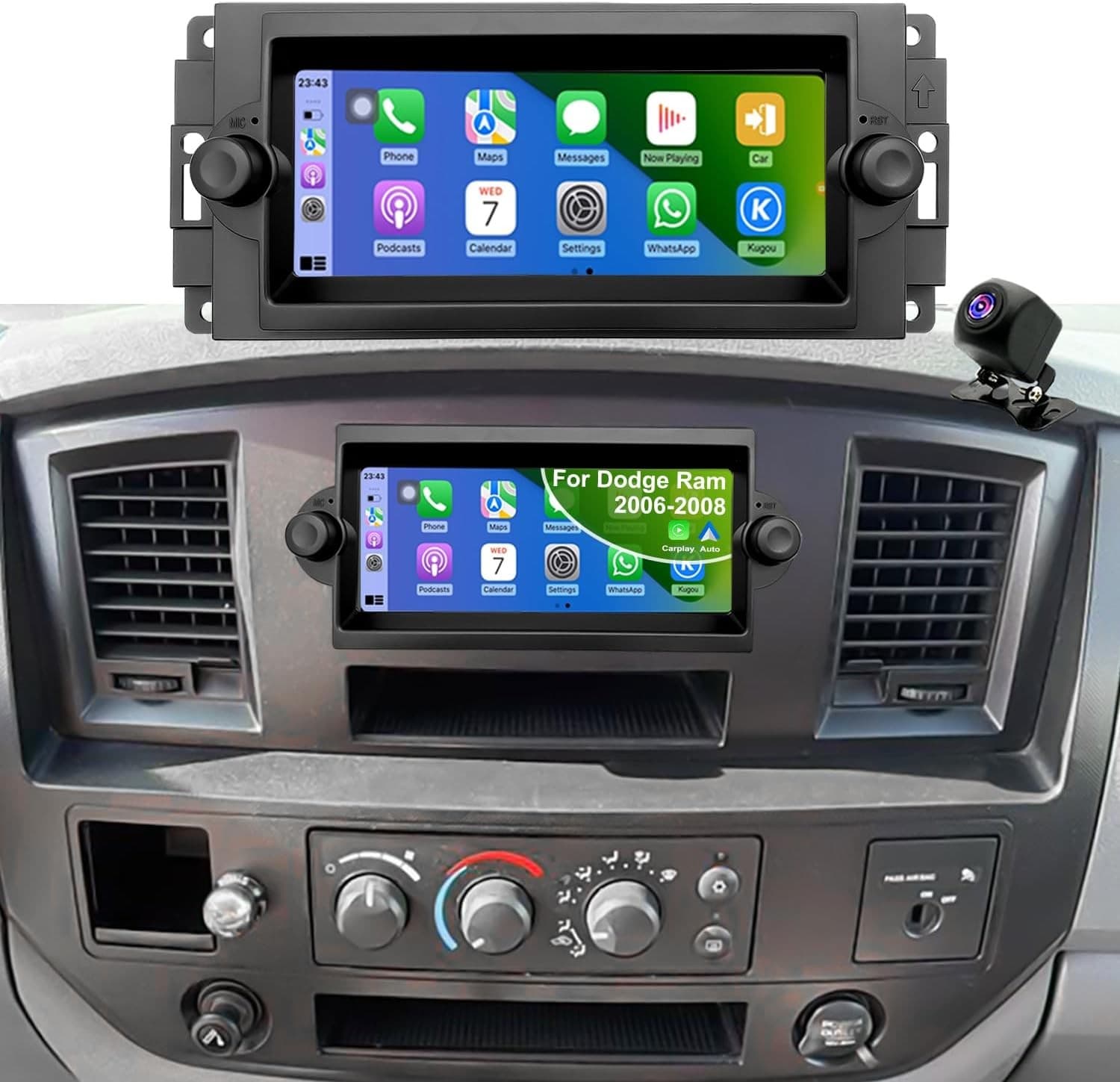 Video In-Dash Units w/GPS 2006 5GWiFi Radio Dodge Ram 1500/2500/3500 2006 2008
