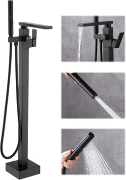 HDFB002 Faucets Matte Black Free Standing Tub Faucet Floor Mount Bathroom Tub Fi gallery image 1