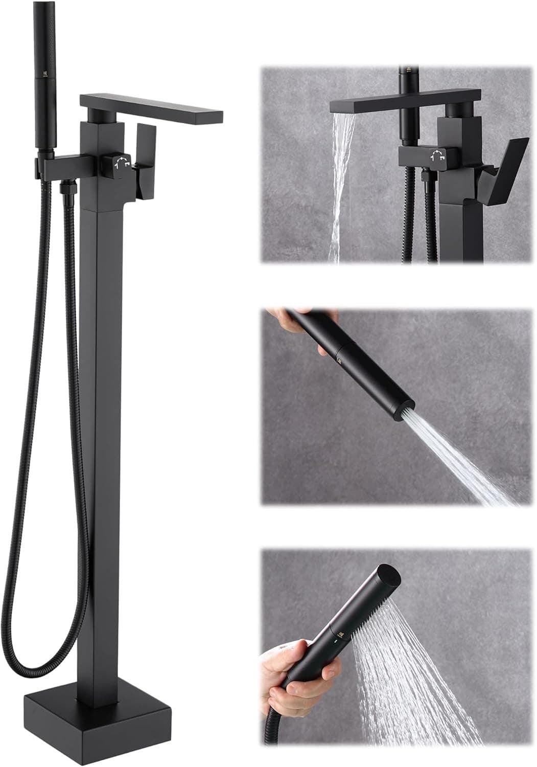 HDFB002 Faucets Matte Black Free Standing Tub Faucet Floor Mount Bathroom Tub Fi