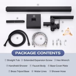 HDFB002 Faucets Matte Black Free Standing Tub Faucet Floor Mount Bathroom Tub Fi gallery image 4