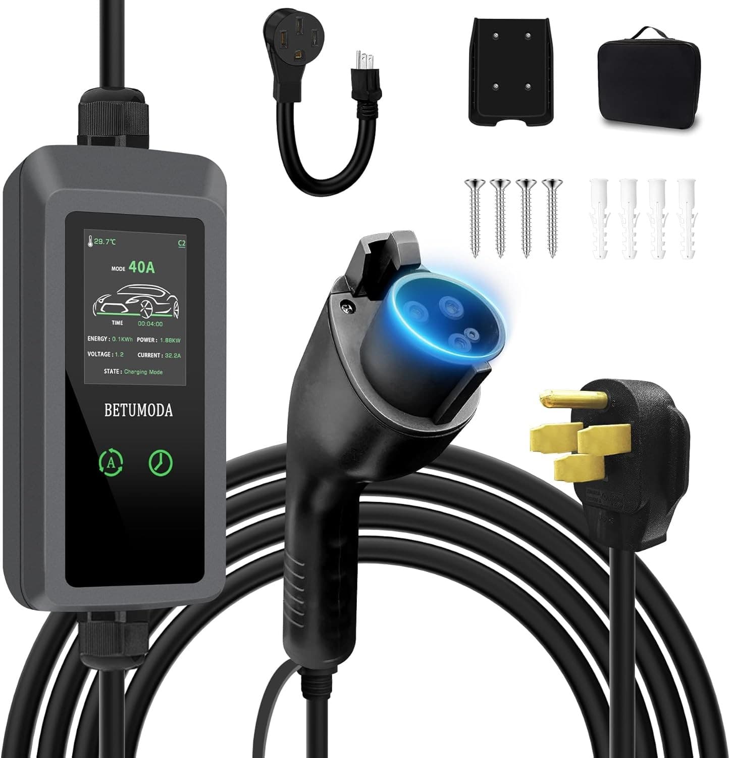 ‎40A EV CHARGER Charging Stations Portable Level 1&2 EV Charger 40 A 25FT 110V 2