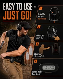 PW01 Range Gear Black + Yellow Shot Timer Shooting Competition & Training Splits gallery image 2