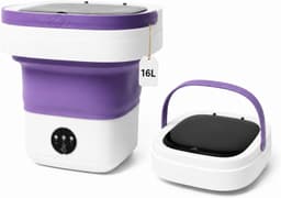 WASH Without Spin Basket Purple Mini Portable Foldable Washer 16L Portable Washi gallery image 1