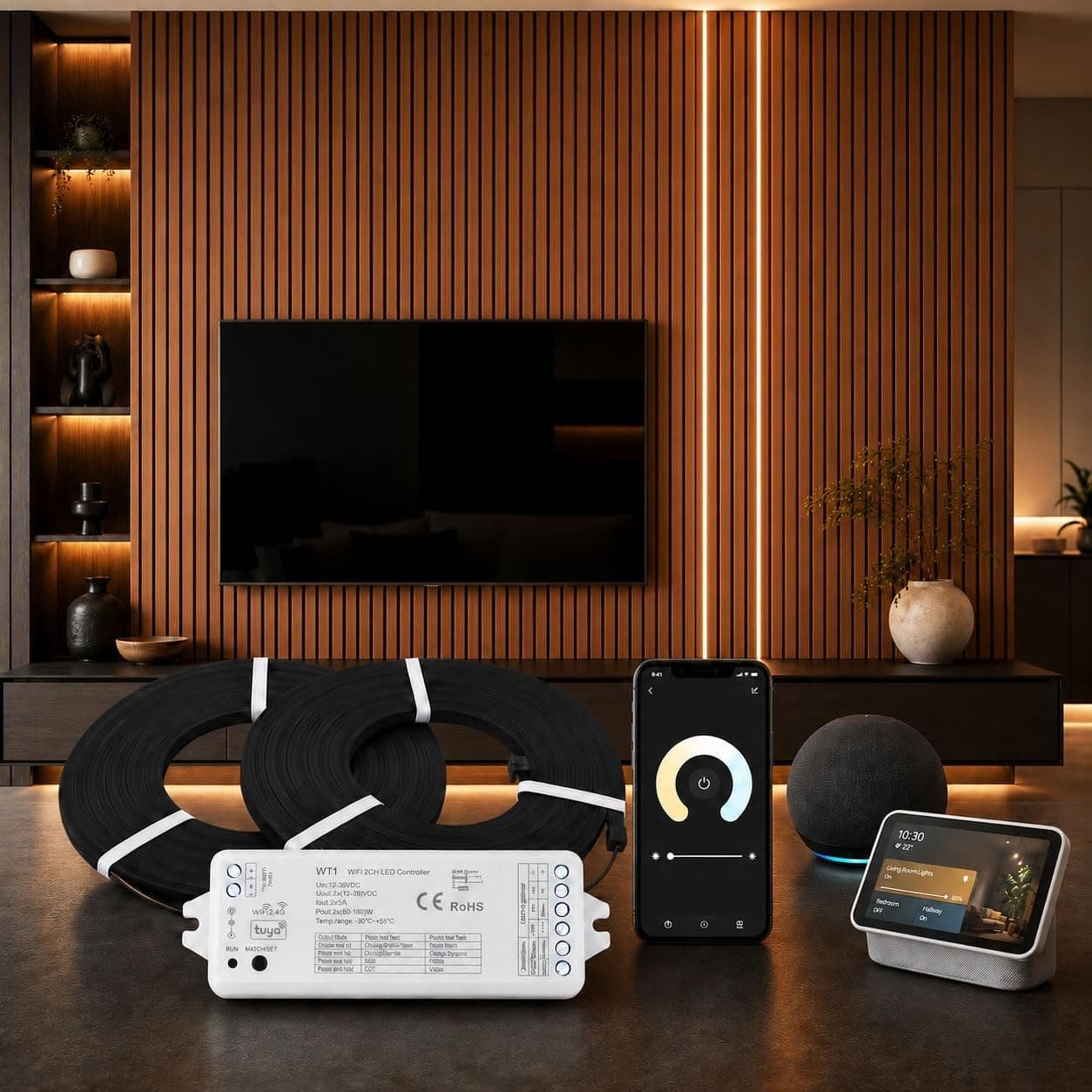 DEIGCYU Smart Slat Wall LED Light Strip Kit 2x10ft 15mm Groove