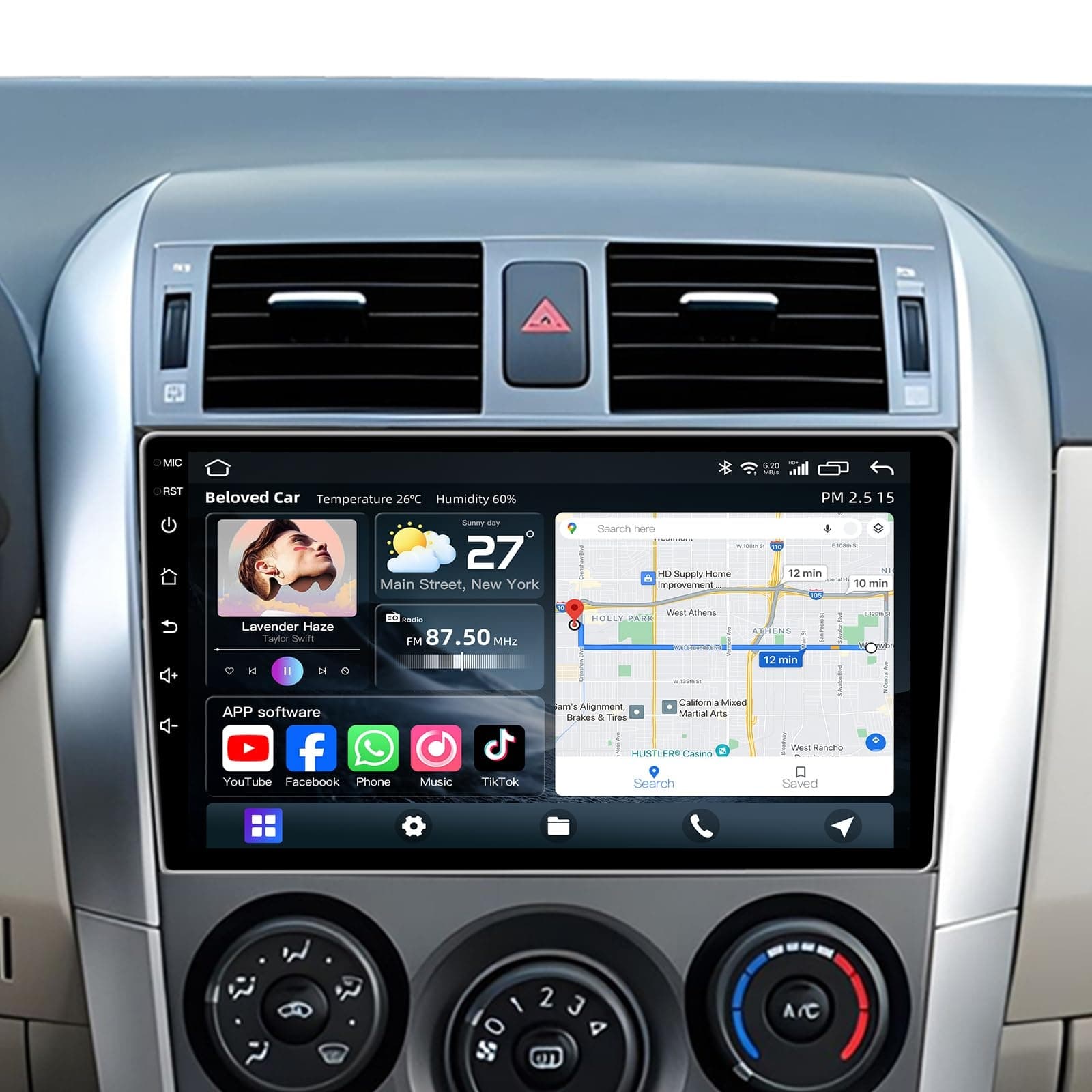 Fortdows 9in Car Stereo Toyota Corolla 2009-2013 CarPlay GPS Backup Cam