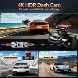 TQZNK 4K Front 2.5K Rear Dash Cam WiFi GPS ADAS 64GB Card gallery image 2