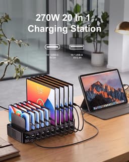 WOSUK 20-Port 270W USB Charging Station Organizer with 10 Cables gallery image 2