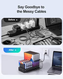 WOSUK 20-Port 270W USB Charging Station Organizer with 10 Cables gallery image 4