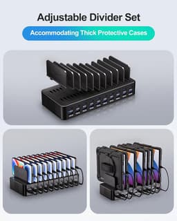 WOSUK 20-Port 270W USB Charging Station Organizer with 10 Cables gallery image 6