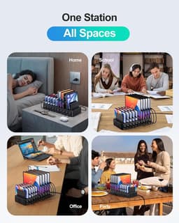 WOSUK 20-Port 270W USB Charging Station Organizer with 10 Cables gallery image 8