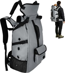 FoxFocus Large Dog Hiking Backpack Carrier Grey Under 50 lb gallery image 1
