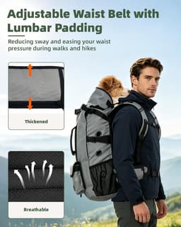 FoxFocus Large Dog Hiking Backpack Carrier Grey Under 50 lb gallery image 7