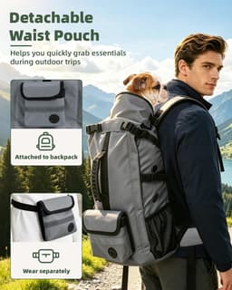 FoxFocus Large Dog Hiking Backpack Carrier Grey Under 50 lb gallery image 8