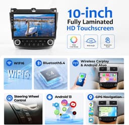 Rojokis 10in Car Stereo Honda Accord 2003-2007 CarPlay GPS WiFi6 gallery image 3