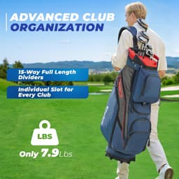 Sturdum 15-Way Golf Cart Bag 12 Pockets Cooler Rain Cover 7.9 lb gallery image 2