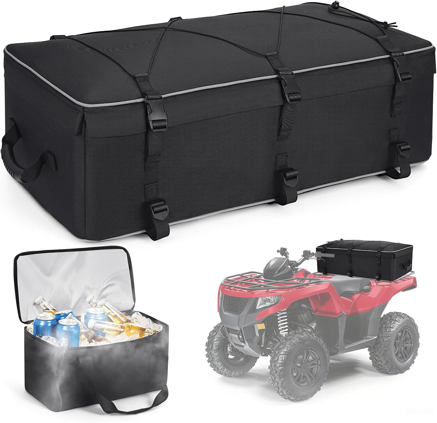 Benlari 74L ATV Rack Cargo Bag with 14L Cooler and Rain Cover