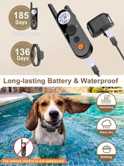 MIMOFPET X3 Remote Dog Training Collar 6000 ft 8-50 lb IPX7 Black gallery image 4