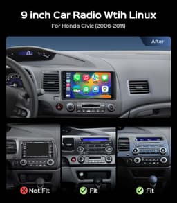 AINAVI 9in Car Stereo Honda Civic 2006-2011 CarPlay Android Auto GPS Camera gallery image 2
