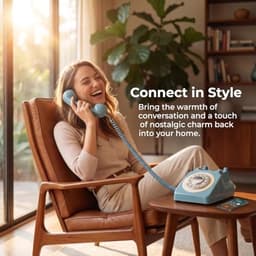 SIXDEFLY Retro Corded Landline Telephone with Bluetooth Light Blue gallery image 3