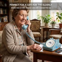 SIXDEFLY Retro Corded Landline Telephone with Bluetooth Light Blue gallery image 5