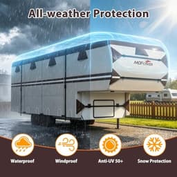 MOFCOVER 41-45ft 9-Layer Fifth Wheel RV Cover Brown with Tire Covers gallery image 4