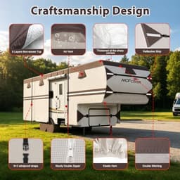 MOFCOVER 41-45ft 9-Layer Fifth Wheel RV Cover Brown with Tire Covers gallery image 7