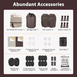 MOFCOVER 41-45ft 9-Layer Fifth Wheel RV Cover Brown with Tire Covers gallery image 8