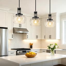 Nsleaiy 10in Black Pendant Light Clear Hammered Glass E26 Fixture gallery image 2