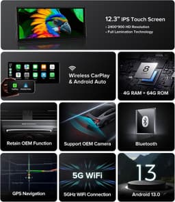 AINAVITO 12.3in CarPlay Radio for Audi Q5 SQ5 2009-2017 4GB 64GB gallery image 6