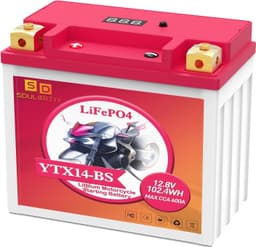 SDULIBITIY YTX14-BS Lithium Motorcycle ATV Battery 12V 8Ah 600CCA gallery image 1
